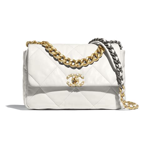 chanel 19 large flap bag white|chanel bag 19 price.